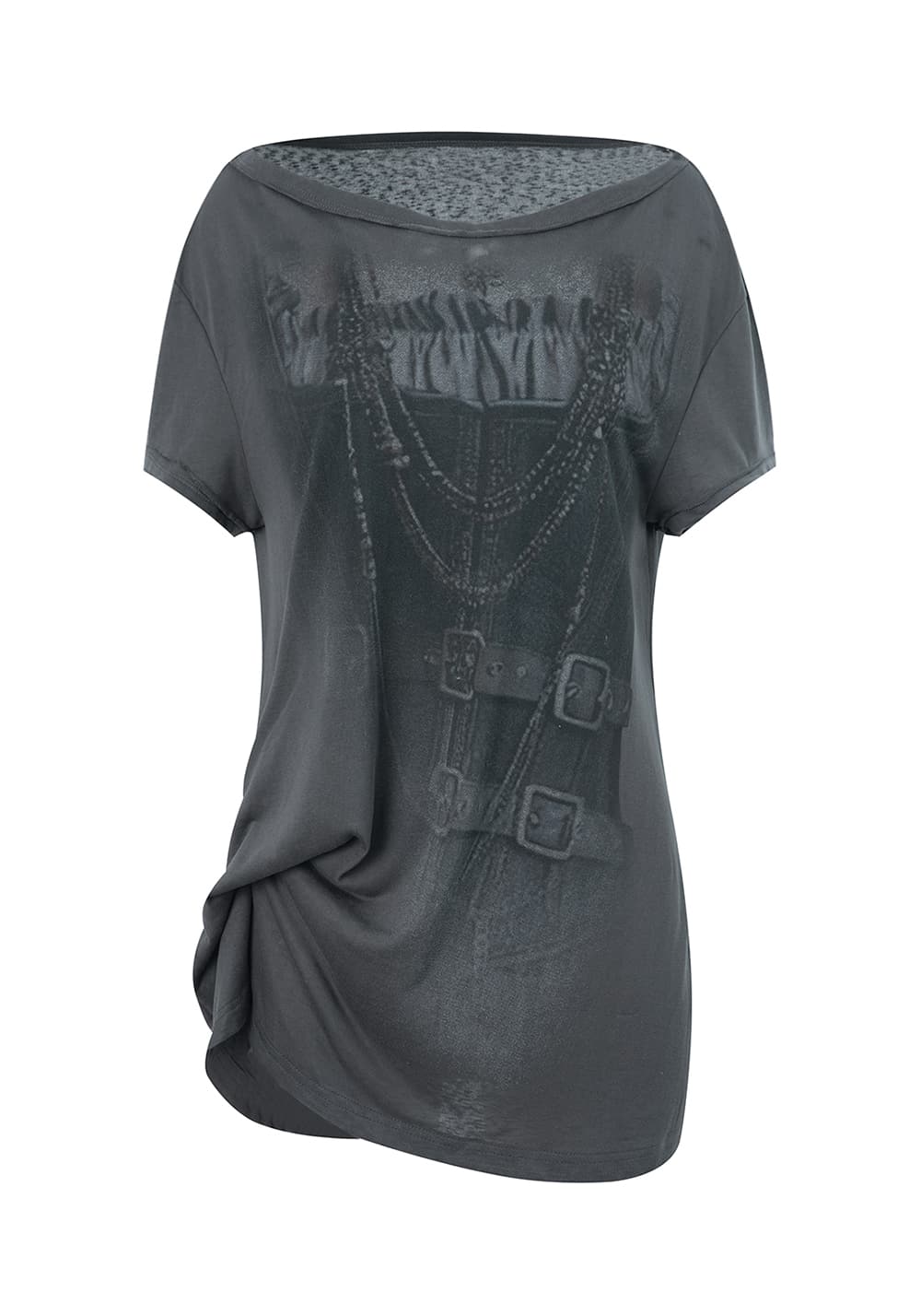 DOUBLEPUNCH丨Punk Digital Print Knot Detail T-Shirt - PSYLOS 1, DOUBLEPUNCH丨Punk Digital Print Knot Detail T-Shirt, T-Shirt, DOUBLEPUNCH, PSYLOS 1